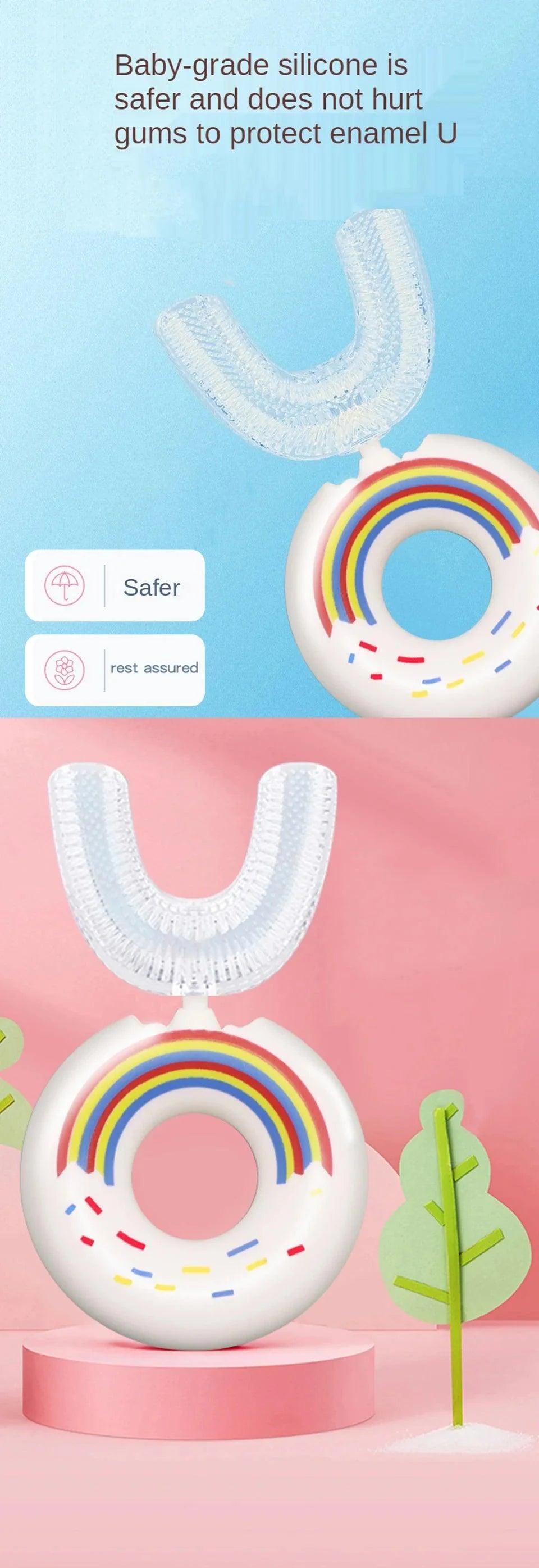 Baby Soft Silicone Doughnut Sensory Toothbrush Tool